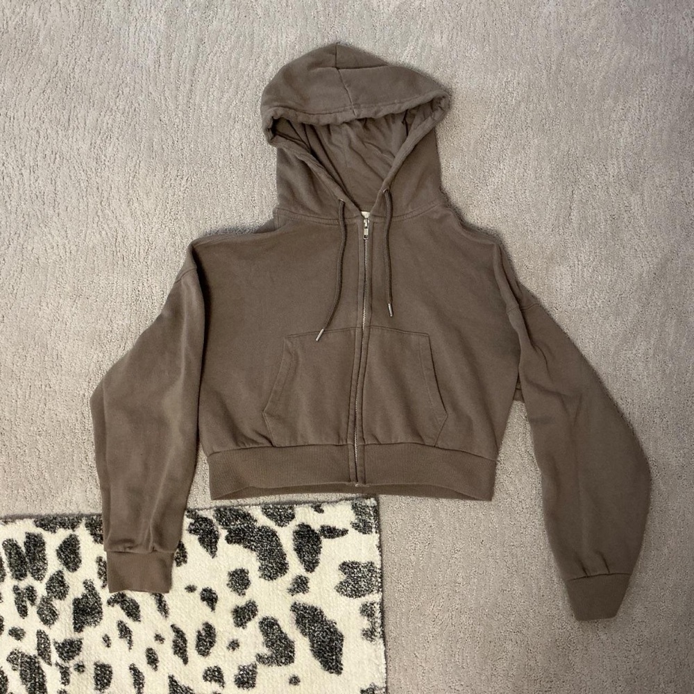 Ultra Flirt Cropped Hoodie in Light Taupe